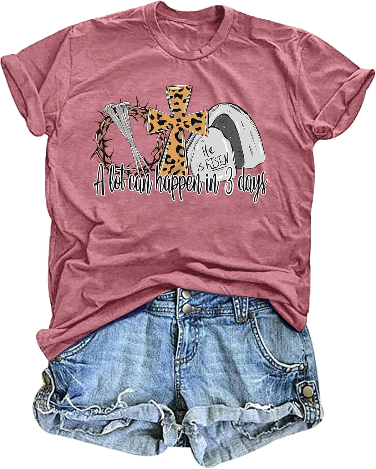 Easter Shirt for Women：A Lot Can Happen in 3 Days T Shirt Christian Jesus Shirts Religious Short Sleeve Tee Tops
