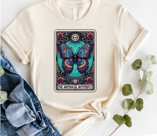 #816 - The Anti-Social Butterfly Tarot -  Print Unisex Crew neck Tee T-shirt Hoodie, Sweatshirt | PureTeeCo.com