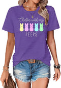 Easter Shirts for Women Treat All Peeps with Kindness Tshirts Stylish Holiday T-Shirts Funny Bunny Graphic Tees
