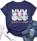 Women Chillin'with My Peeps Shirt Easter Shirt Funny Bunny T-Shirt Cute Rabbit Tee Tops Easter Day Gift
