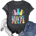 Women Happy Easter T Shirt: Bunny Rabbit Graphic T-Shirt Funny Chillin with My Shirts Short Sleeve Tops