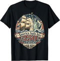 America Sails Into 250 Years Tall Ship Statue of Liberty Tee T-Shirt