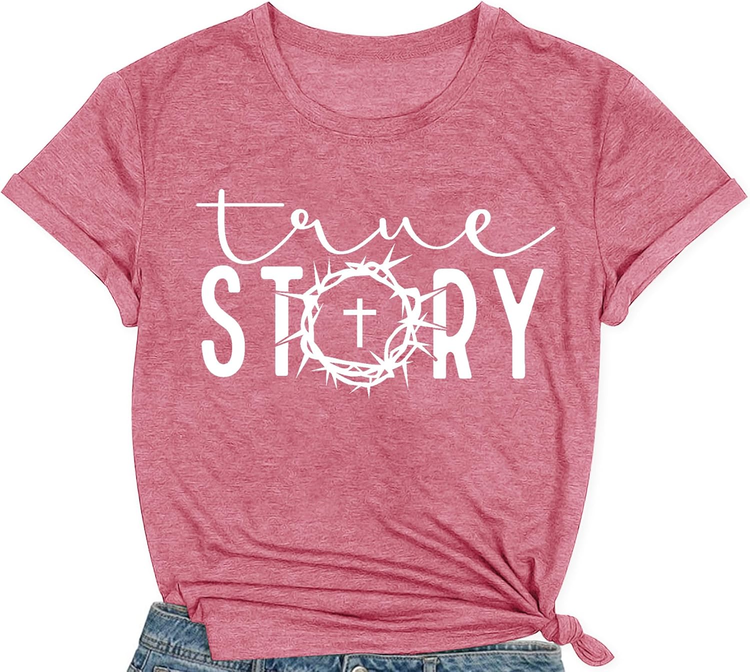 Christian Easter Shirts for Women True Story of Jesus T-Shirt Easter Day Cross Jesus Tee Tops