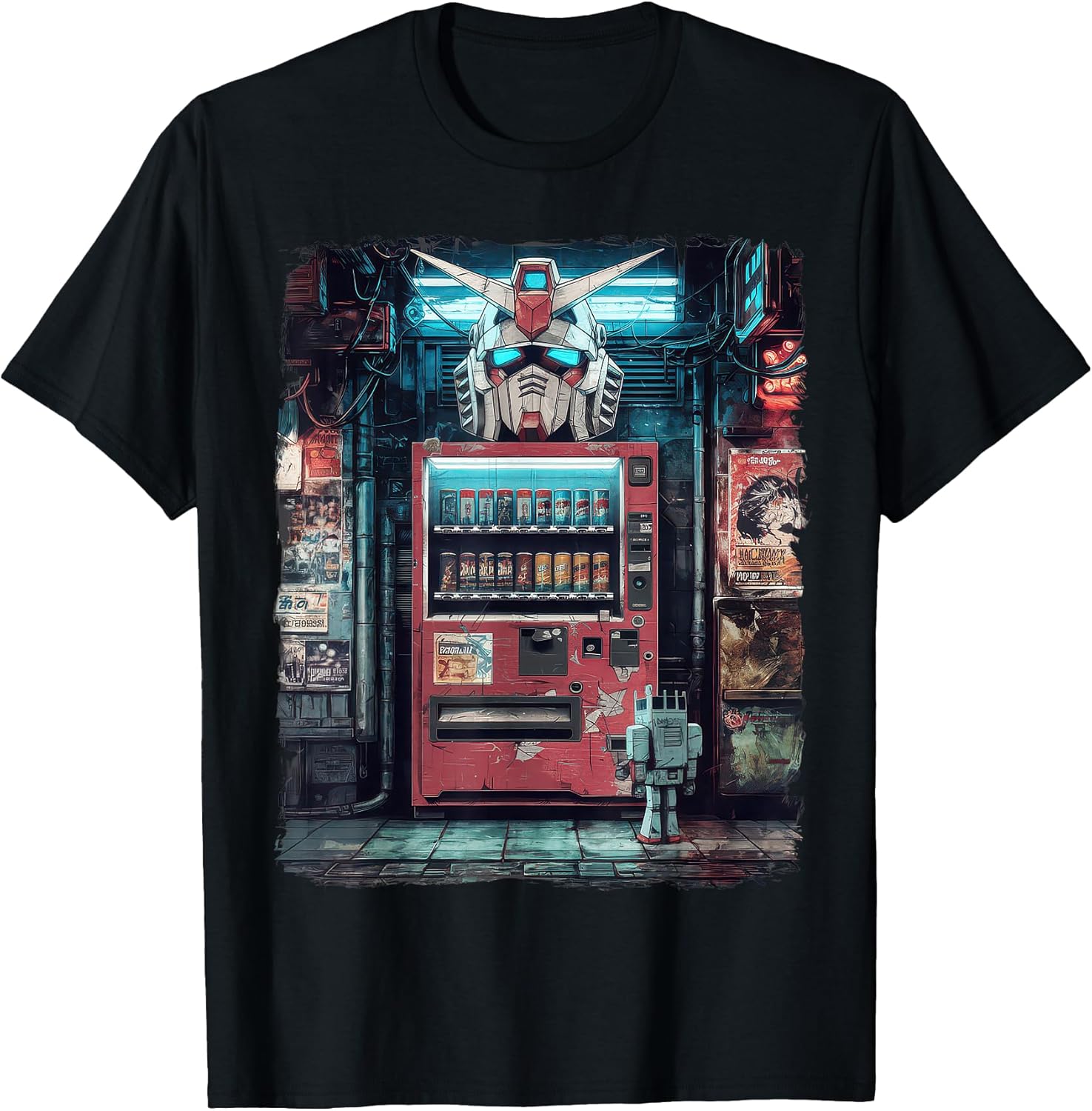 Mecha Tshirt Japanese Mecha Robot Head Anime Art