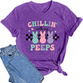 Women Happy Easter Shirts Funny Bunny T-Shirt Rabbit Graphic Tee Tops
