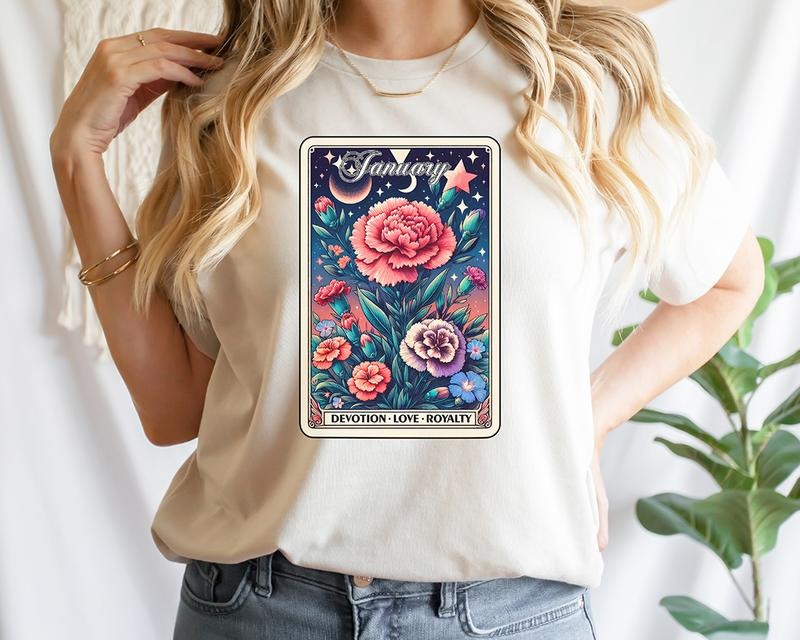 #821 - Month Floral Flowers Tarot Card Tee Unisex Shirt Graphic t-shirt Hoodie, Sweatshirt | PureTeeCo.com