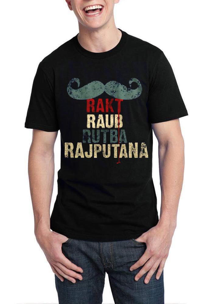 Rakt Raub Rutba Rajputana Half Sleeve Black T-Shirt Hoodie, Sweatshirt | PureTeeCo.com