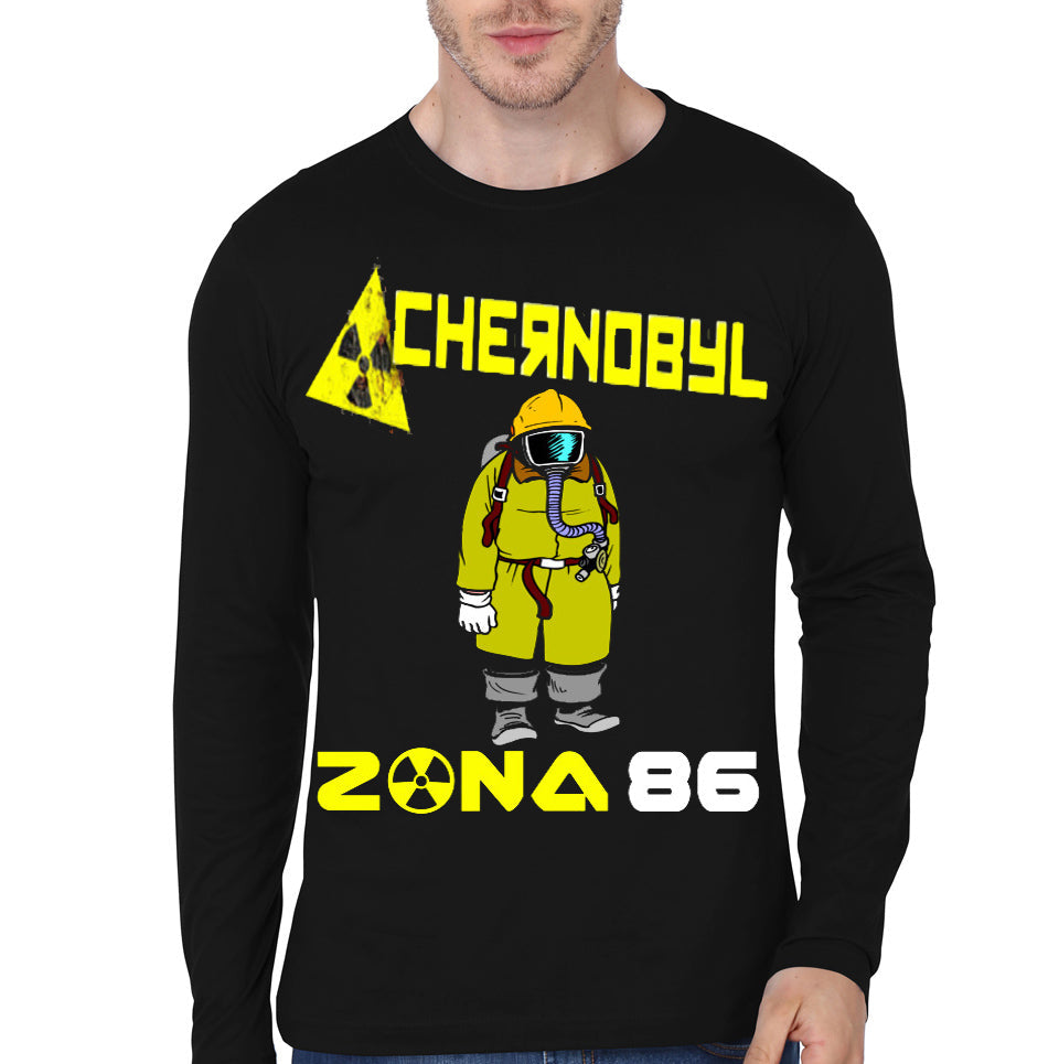Chernobyl Radioactive symbol zone 86 Black Full Sleeve T-Shirt Hoodie, Sweatshirt | PureTeeCo.com