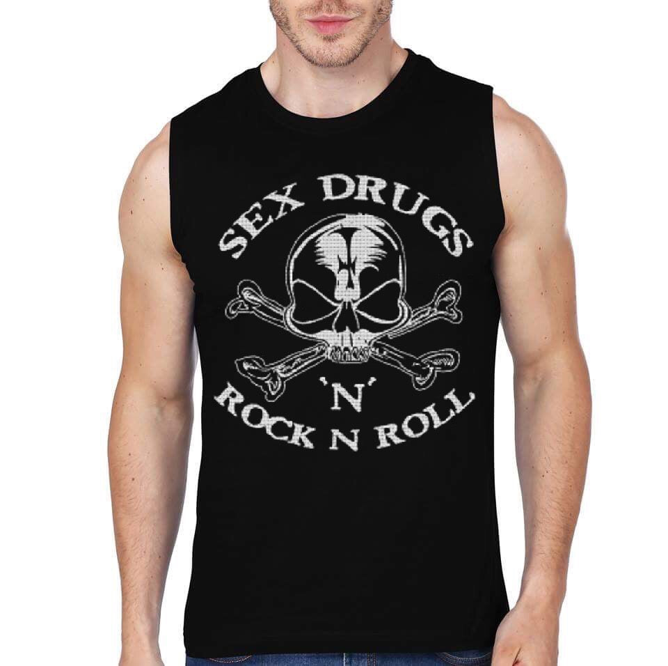 Rock N Roll Black Sleeveless T-Shirt Hoodie, Sweatshirt | PureTeeCo.com
