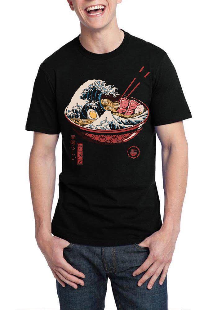 Great Ramen Wave Black T-Shirt Hoodie, Sweatshirt | PureTeeCo.com