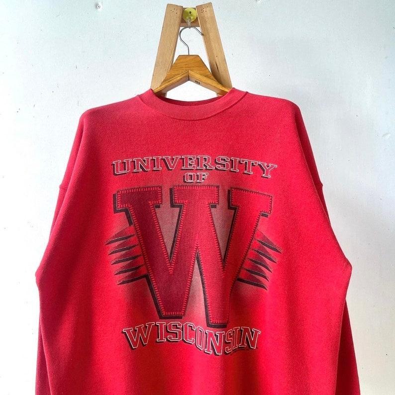 90s Wisconsin Badgers UW sweatshirt Cotton Menswear T-Shirts, Hoodie | PureTeeCo.com