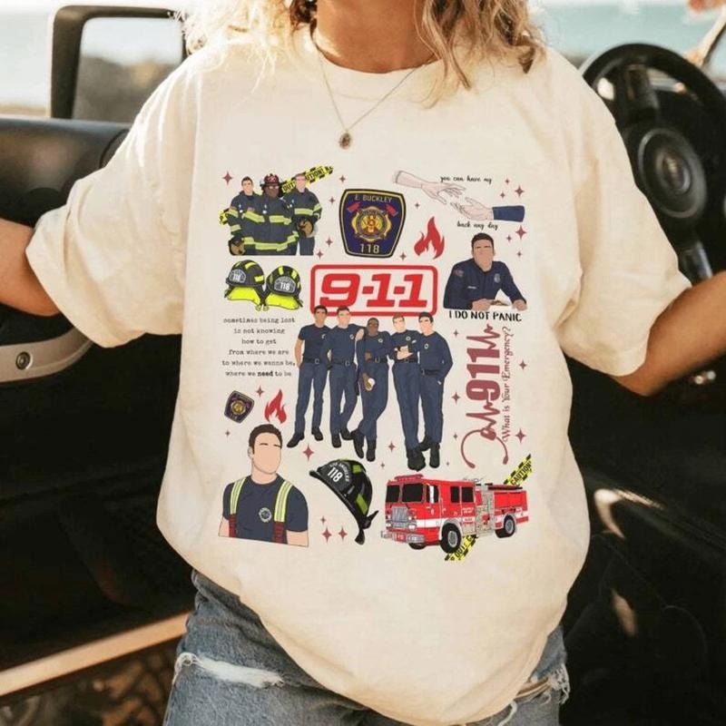 911 Series Shirt, Movie Shirt For Fans, 9-1-1 TV Show Series Shirt, 2025 Tshirt, Cotton Casual Crew Neck Menswear Tshirt...