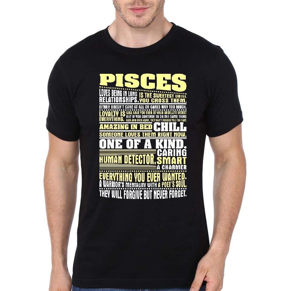 Pisces Zodiac Black T-Shirt Hoodie, Sweatshirt | PureTeeCo.com