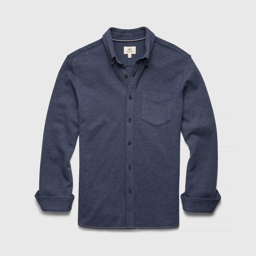 Brian Rib Knit Shirt - Navy Heather Hoodie, Sweatshirt | PureTeeCo.com (Image 1)