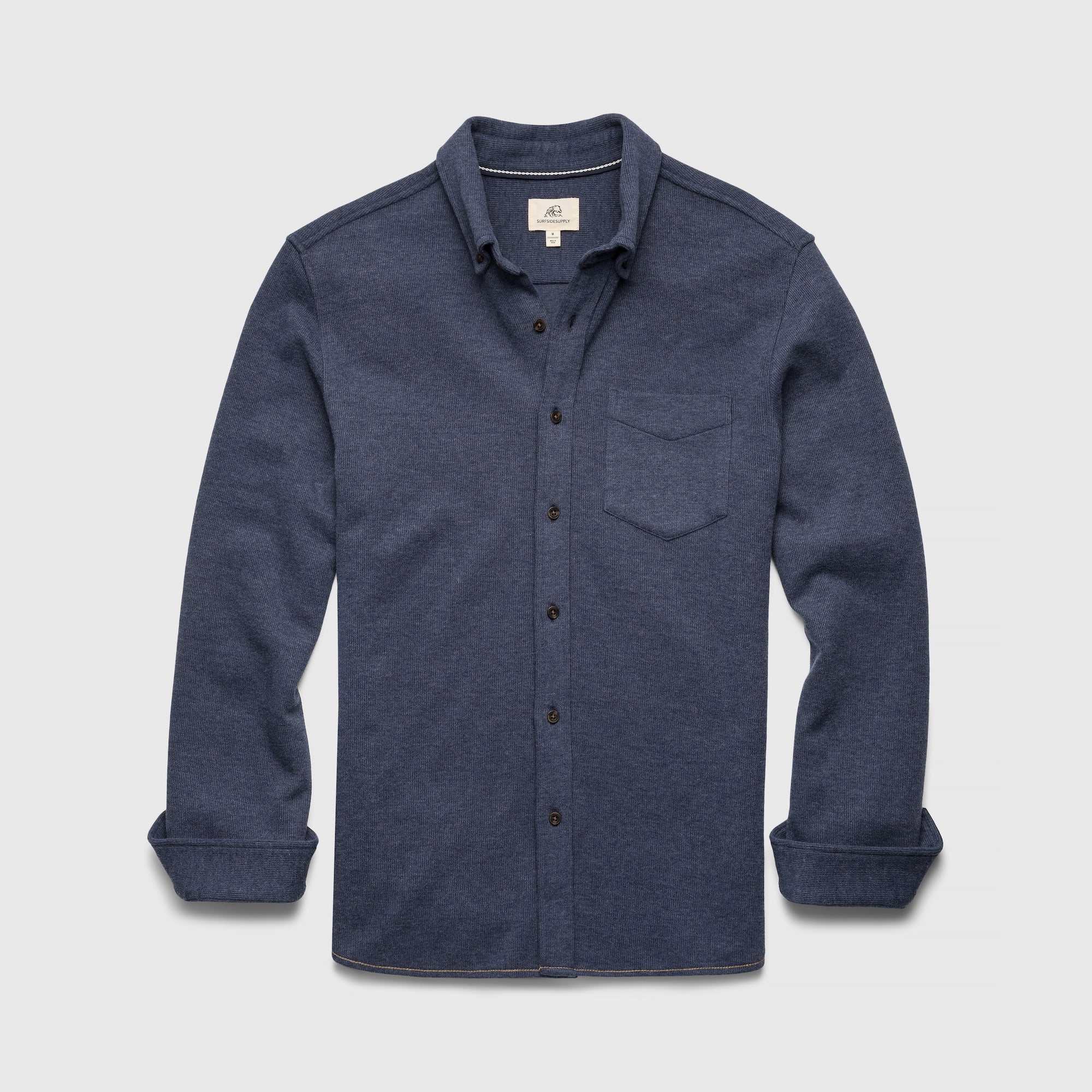 Brian Rib Knit Shirt - Navy Heather Hoodie, Sweatshirt | PureTeeCo.com (Image 1)