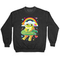 90's Rainbow Frog Crewneck Sweatshirt T-Shirts, Hoodie | PureTeeCo.com (Image 1)