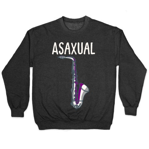 Asaxual White Print Crewneck Sweatshirt T-Shirts, Hoodie | PureTeeCo.com (Image 1)