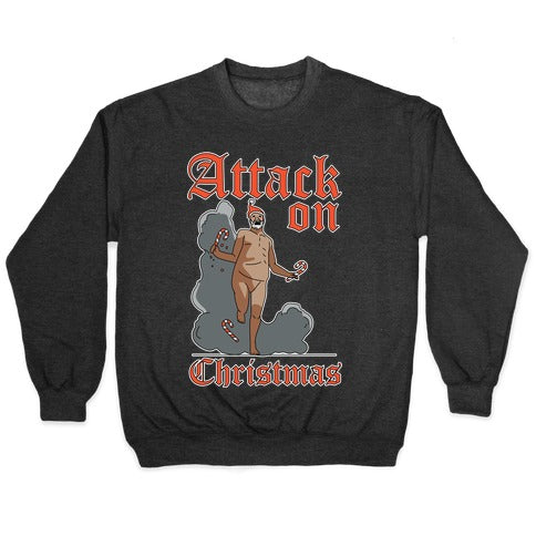 Attack On Christmas Crewneck Sweatshirt T-Shirts, Hoodie | PureTeeCo.com (Image 1)