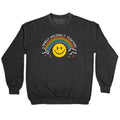 Barely Holding It Together Rainbow Smiley Crewneck Sweatshirt T-Shirts, Hoodie | PureTeeCo.com (Image 1)