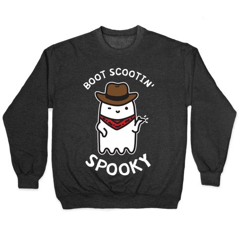 Boot Scootin' Spooky Crewneck Sweatshirt T-Shirts, Hoodie | PureTeeCo.com (Image 1)