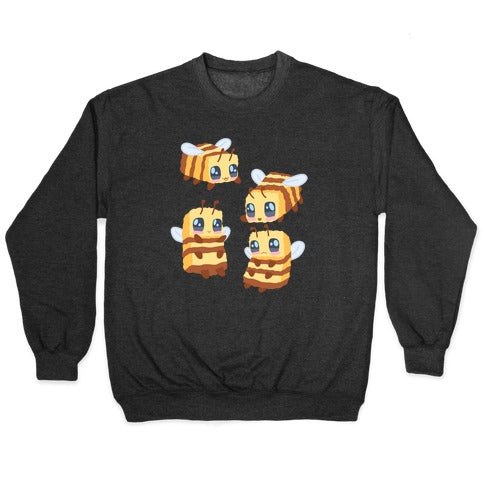 Cute Cubic Bee Pattern Crewneck Sweatshirt T-Shirts, Hoodie | PureTeeCo.com (Image 1)
