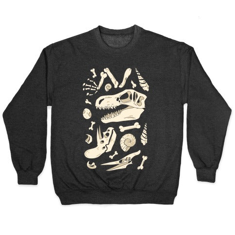 Dino Fossils Pattern Crewneck Sweatshirt T-Shirts, Hoodie | PureTeeCo.com (Image 1)