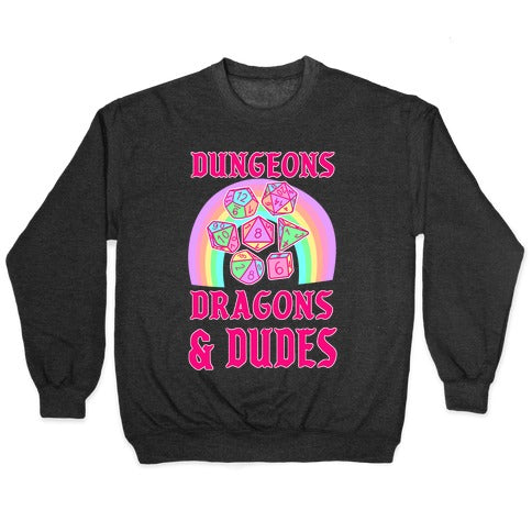 DnD & Dudes Dice Pastel Crewneck Sweatshirt T-Shirts, Hoodie | PureTeeCo.com (Image 1)