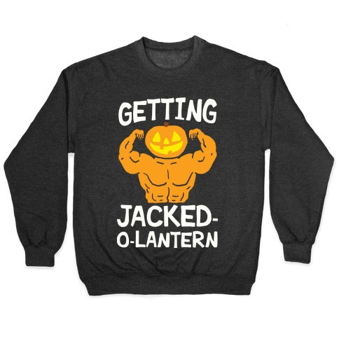 Getting Jacked-O-Lantern Crewneck Sweatshirt T-Shirts, Hoodie | PureTeeCo.com (Image 1)