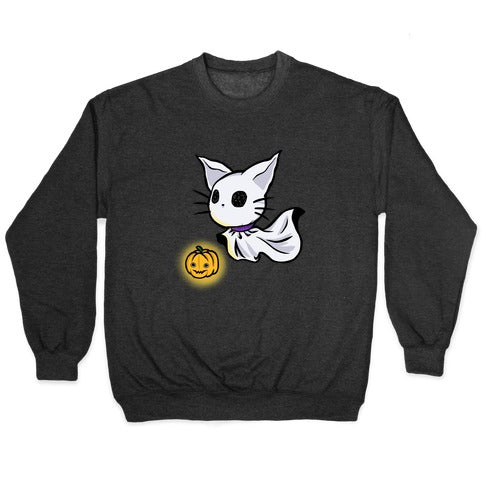 Ghost Cat Crewneck Sweatshirt T-Shirts, Hoodie | PureTeeCo.com (Image 1)