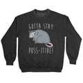 Gotta Stay Poss-itive Opossum Crewneck Sweatshirt T-Shirts, Hoodie | PureTeeCo.com (Image 1)