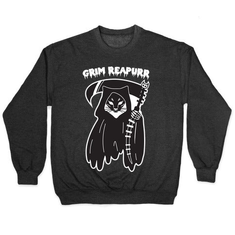 Grim Reapurr Cat Crewneck Sweatshirt T-Shirts, Hoodie | PureTeeCo.com (Image 1)