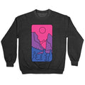 Groovy Pride Flag Landscapes: Bi Flag Crewneck Sweatshirt T-Shirts, Hoodie | PureTeeCo.com (Image 1)
