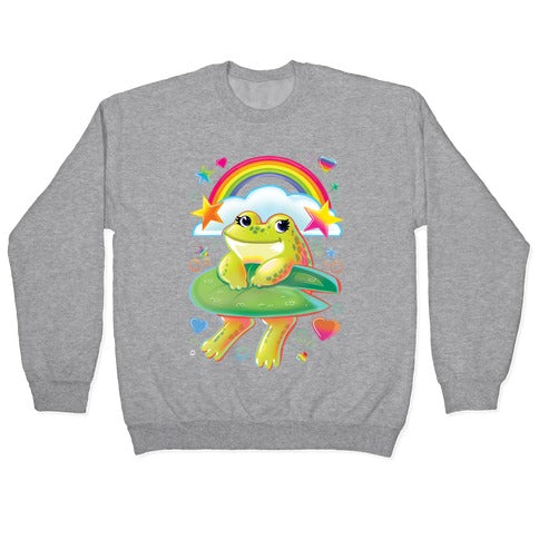 90's Rainbow Frog Crewneck Sweatshirt T-Shirts, Hoodie | PureTeeCo.com (Image 2)