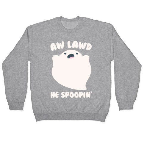 Aw Lawd He Spoopin' Ghost Parody White Print Crewneck Sweatshirt T-Shirts, Hoodie | PureTeeCo.com (Image 2)