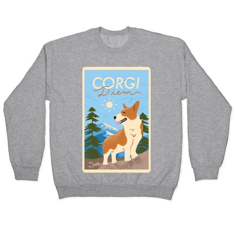 Corgi Diem Crewneck Sweatshirt T-Shirts, Hoodie | PureTeeCo.com (Image 2)