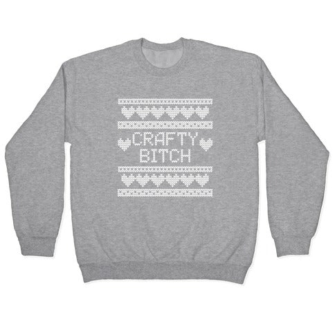 Crafty Bitch Knitting Pattern Crewneck Sweatshirt T-Shirts, Hoodie | PureTeeCo.com (Image 2)
