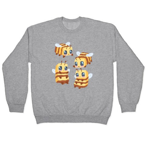 Cute Cubic Bee Pattern Crewneck Sweatshirt T-Shirts, Hoodie | PureTeeCo.com (Image 2)
