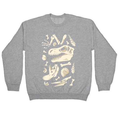 Dino Fossils Pattern Crewneck Sweatshirt T-Shirts, Hoodie | PureTeeCo.com (Image 2)