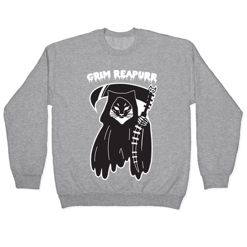 Grim Reapurr Cat Crewneck Sweatshirt T-Shirts, Hoodie | PureTeeCo.com (Image 2)