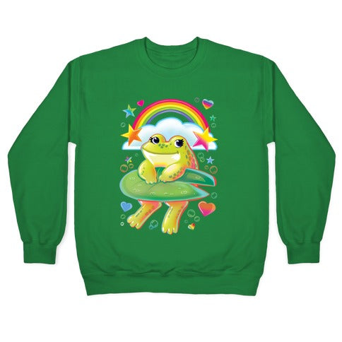 90's Rainbow Frog Crewneck Sweatshirt T-Shirts, Hoodie | PureTeeCo.com (Image 3)