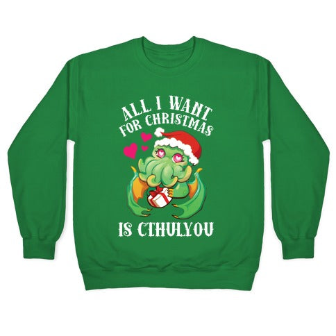 All I Want For Christmas Is Cthulyou Crewneck Sweatshirt T-Shirts, Hoodie | PureTeeCo.com (Image 2)