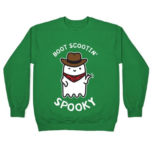 Boot Scootin' Spooky Crewneck Sweatshirt T-Shirts, Hoodie | PureTeeCo.com (Image 3)