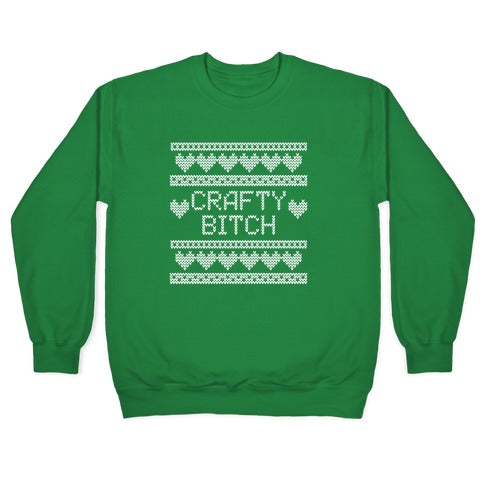 Crafty Bitch Knitting Pattern Crewneck Sweatshirt T-Shirts, Hoodie | PureTeeCo.com (Image 3)