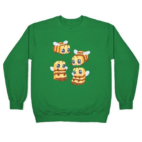 Cute Cubic Bee Pattern Crewneck Sweatshirt T-Shirts, Hoodie | PureTeeCo.com (Image 3)