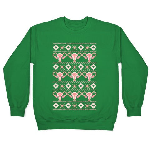 Cuterus Uterus Pattern Crewneck Sweatshirt T-Shirts, Hoodie | PureTeeCo.com (Image 3)