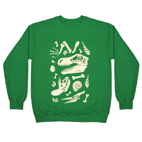 Dino Fossils Pattern Crewneck Sweatshirt T-Shirts, Hoodie | PureTeeCo.com (Image 3)