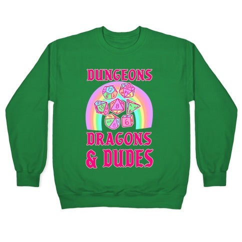 DnD & Dudes Dice Pastel Crewneck Sweatshirt T-Shirts, Hoodie | PureTeeCo.com (Image 3)