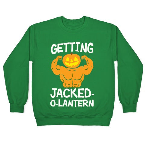 Getting Jacked-O-Lantern Crewneck Sweatshirt T-Shirts, Hoodie | PureTeeCo.com (Image 3)