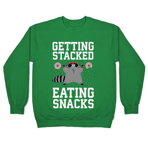 Getting Stacked Eating Snacks Crewneck Sweatshirt T-Shirts, Hoodie | PureTeeCo.com (Image 3)