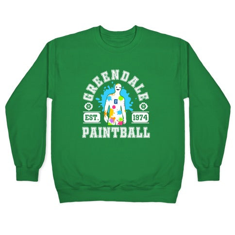 Greendale Community College Paintball Crewneck Sweatshirt T-Shirts, Hoodie | PureTeeCo.com (Image 3)